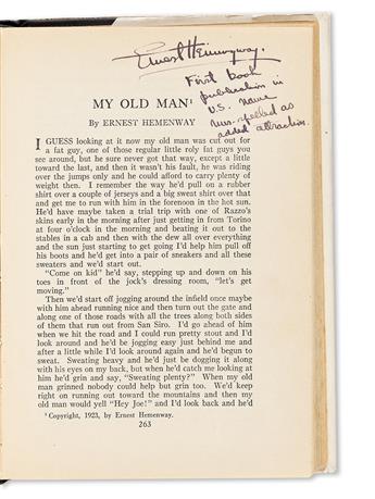 Hemingway, Ernest (1899-1961) The Best Short Stories of 1923. Edited by Edward J. OBrien.